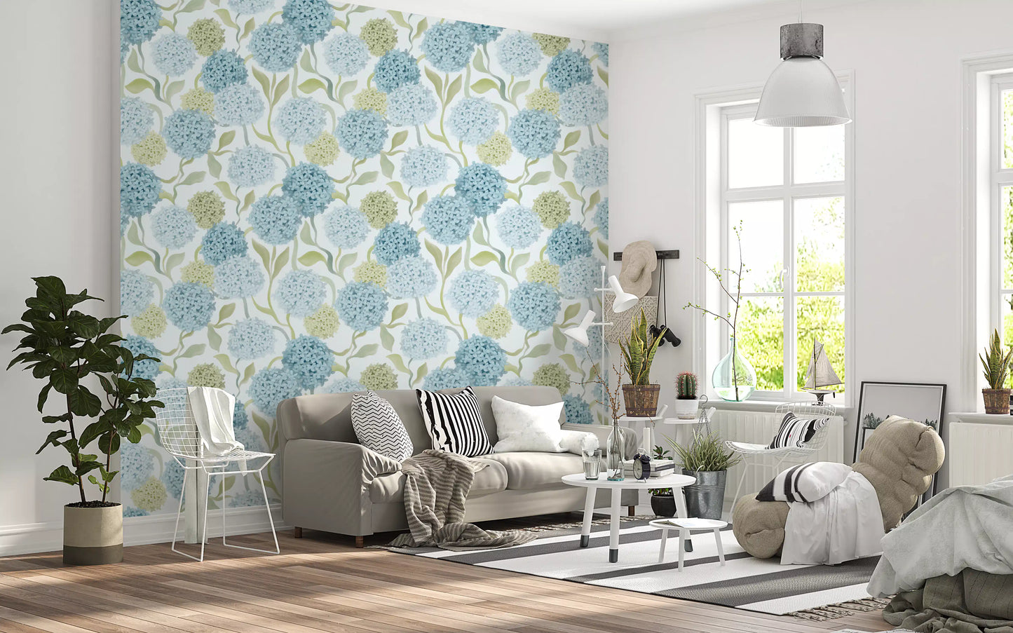 Dreamy Pastel Hydrangea Garden Wallpaper⁠