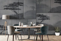 Mystic Grey Watercolor Landscape Wallpaper
