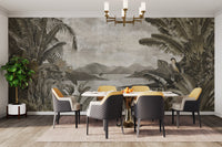 Aged tropical botanical wall covering
