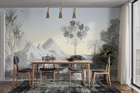 Rustic vintage landscape wallpaper decor
