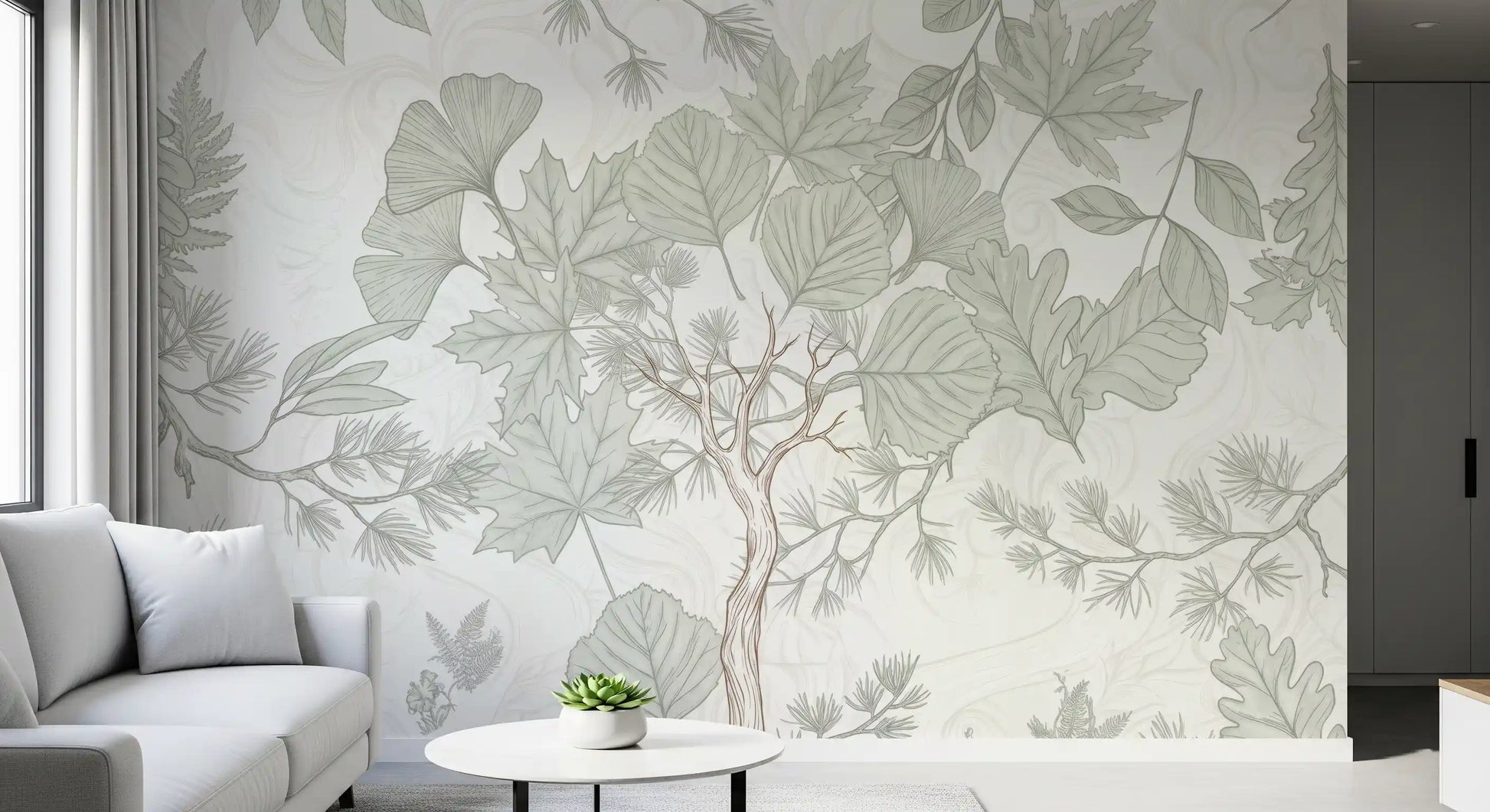 Serene Woodland Sketch Wall Mural