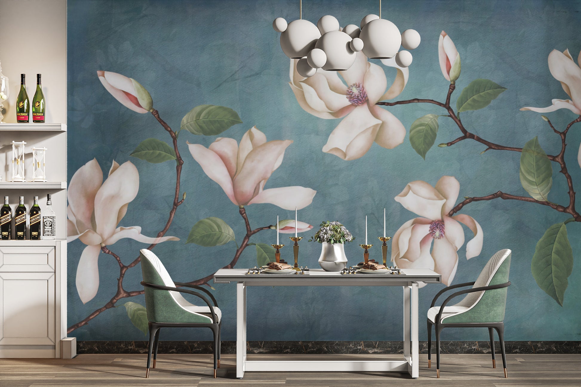 Vintage Botanical Magnolia Wall Covering
