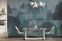 Tranquil Misty Blue Peaks Wall Mural
