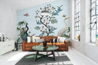 Peacock & Heron Bird Chinoiserie Wallpaper Murals - Giffywalls
