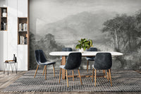 Monochrome mountain scenery wallpaper
