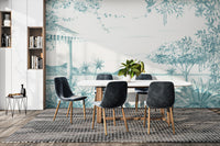 Watercolor tropical scenery wall mural
