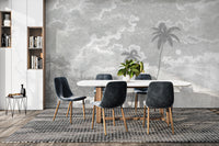 Scenic moonlit palm beach wall design