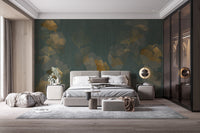 Contemporary gold leaf pattern mural for homes
