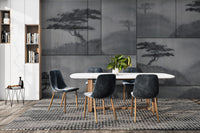 Japandi Style Grey Landscape Wallpaper
