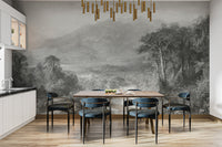 Hand-engraved nature wallpaper design
