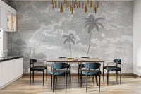 Hand-drawn vintage coastal wall mural
