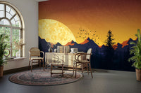 Evening glow over hills wallpaper

