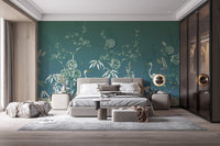 Vintage Garden Crane Birds Wallpaper Mural - Giffywalls