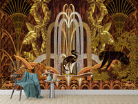 Luxury art deco jungle mural wallpaper
