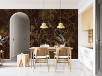 Golden Botanical Foliage Wall Mural