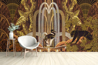 Elegant gold jungle theme wallpaper
