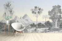 Antique-style botanical wall mural art
