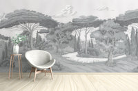 Monochrome forest landscape wall art
