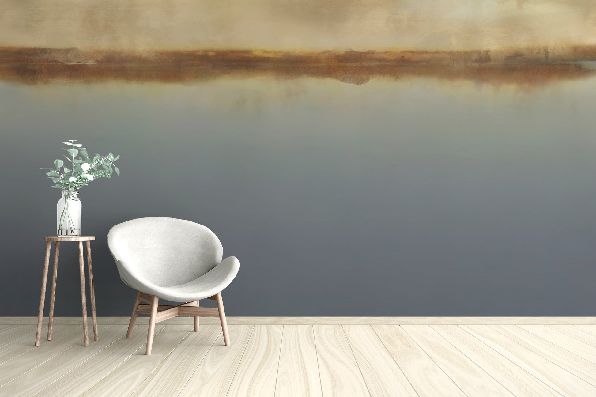 Soothing watercolor lake wallpaper scene