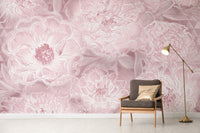Botanical Peony Wall Mural in Pink

