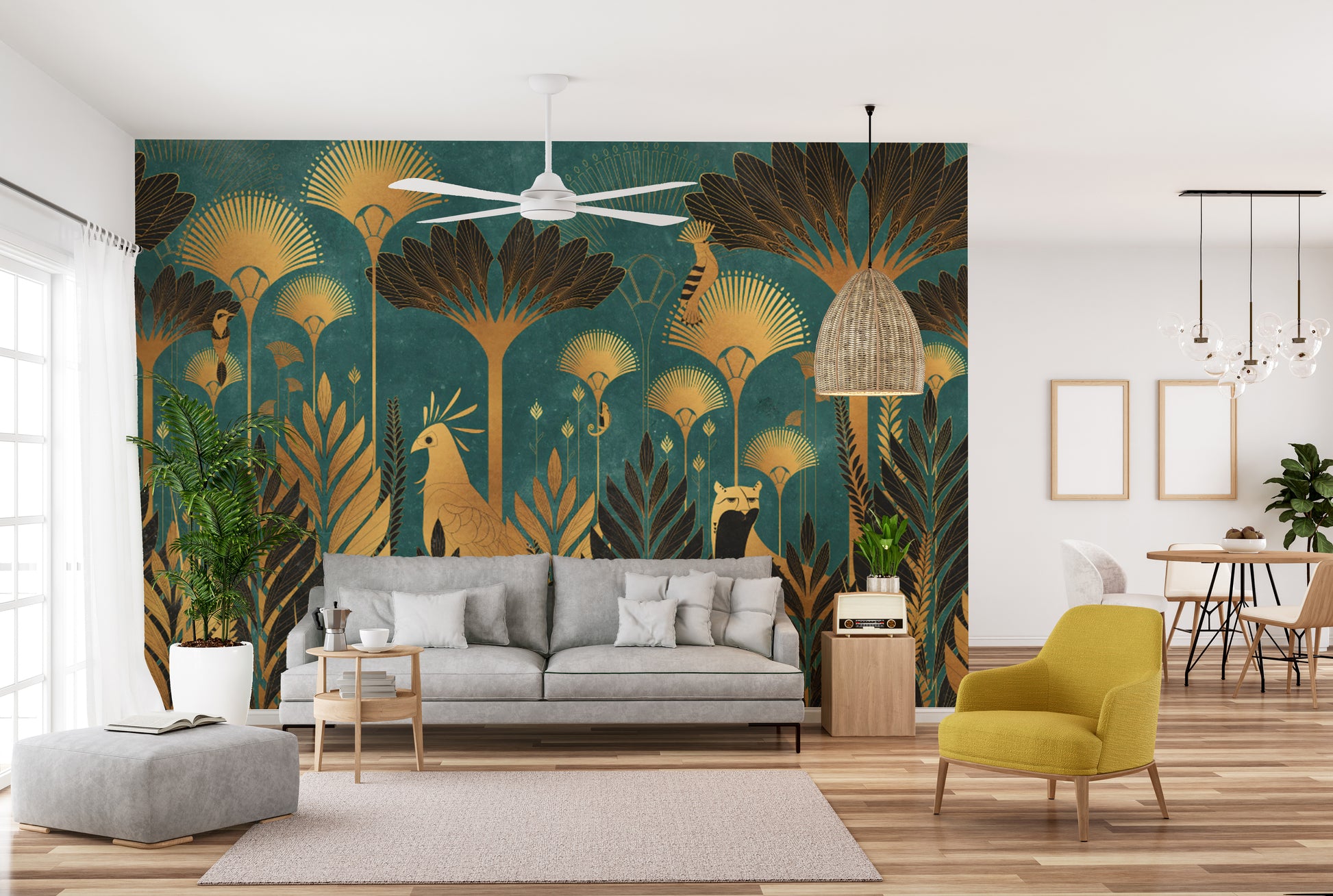 Luxury Emerald Gold Botanical Wallpaper
