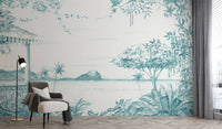Nature-inspired coastal wallpaper mural
