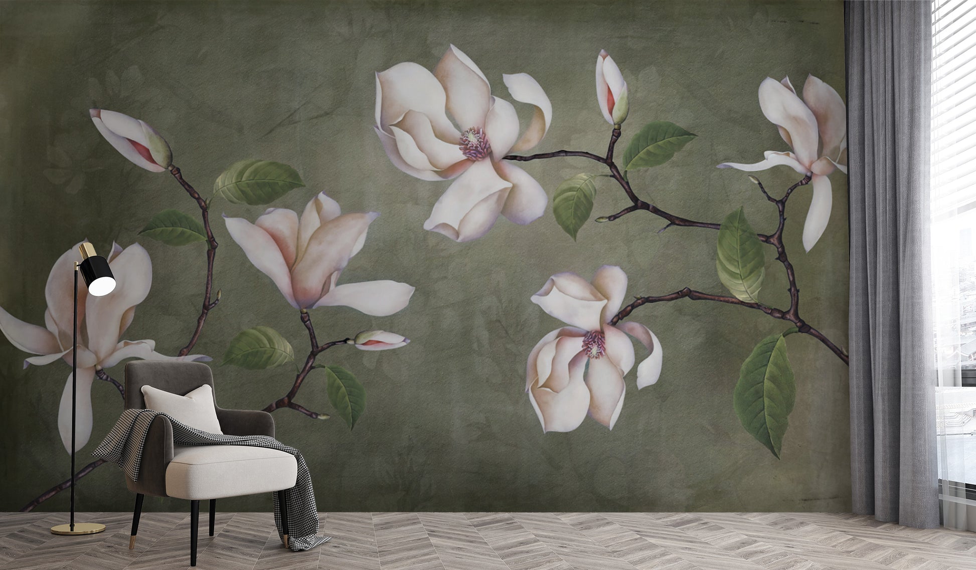 Timeless Botanical Flower Wall Covering
