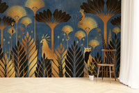 Elegant midnight jungle abstract wallpaper
