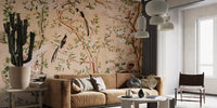 Chinese style wallpaper featuring exotic birds
