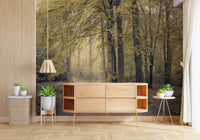 Muted Autumn Woodland Trail Wall Mural