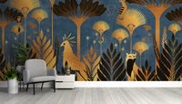 Luxury art deco jungle wall mural
