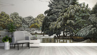 Scenic Lake and Trees Wallpaper Design
