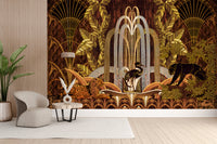 High-end golden jungle wallpaper decor
