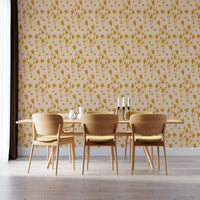 Cozy floral wallpaper in yellow with stars
