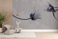 Serene misty floral wallpaper pattern
