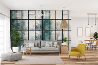 Weathered windowpane wallpaper mural
