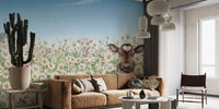 Playful farm animals scene wall mural
