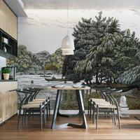 Serene Lakeside Scene Wallpaper Art
