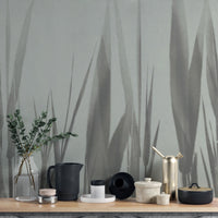Muted reed foliage wall mural print
