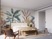 Dusty Pink Green Tropical Wallpaper Mural - Giffywalls