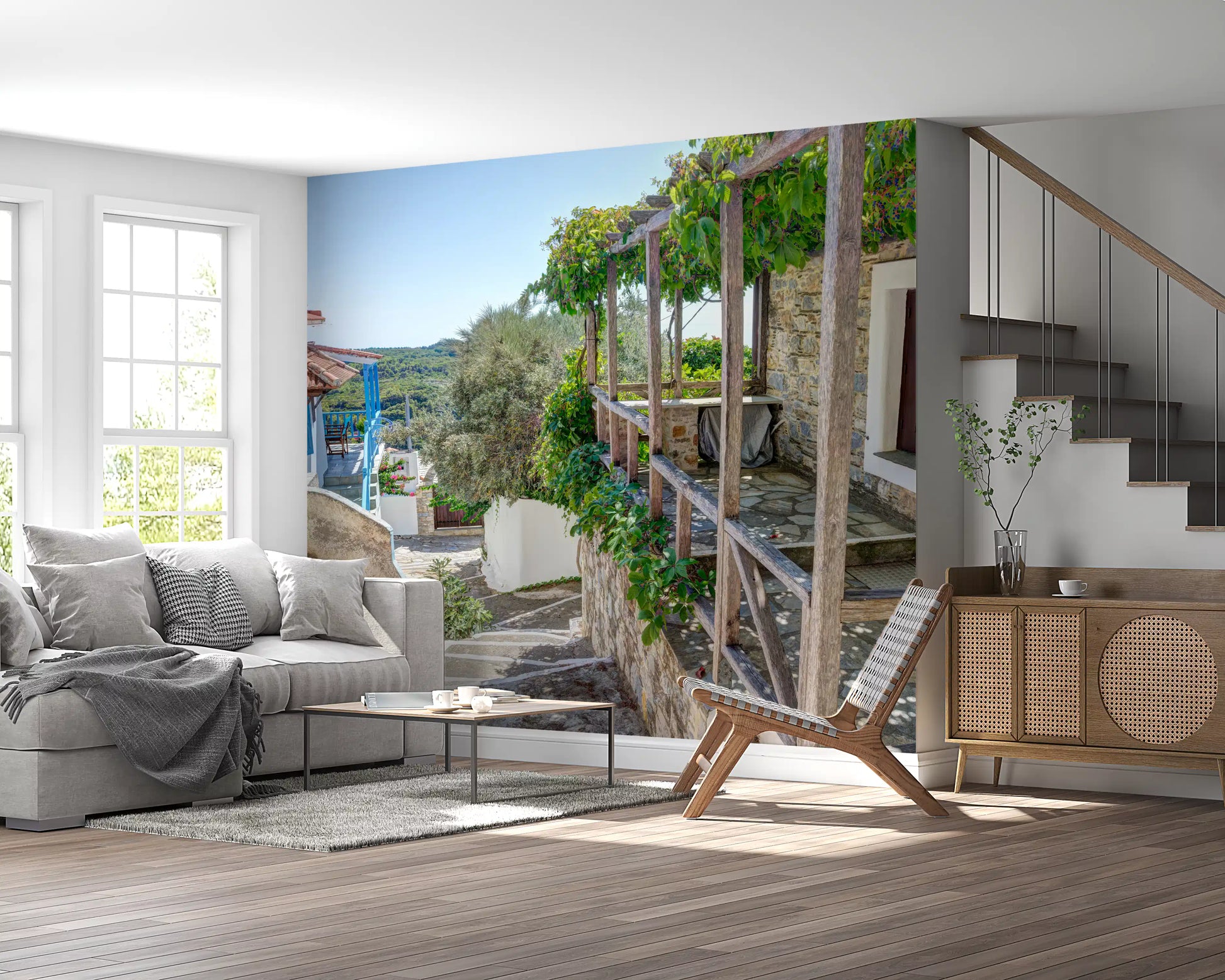 Rustic Pergola Hillside Retreat Wall Mural
