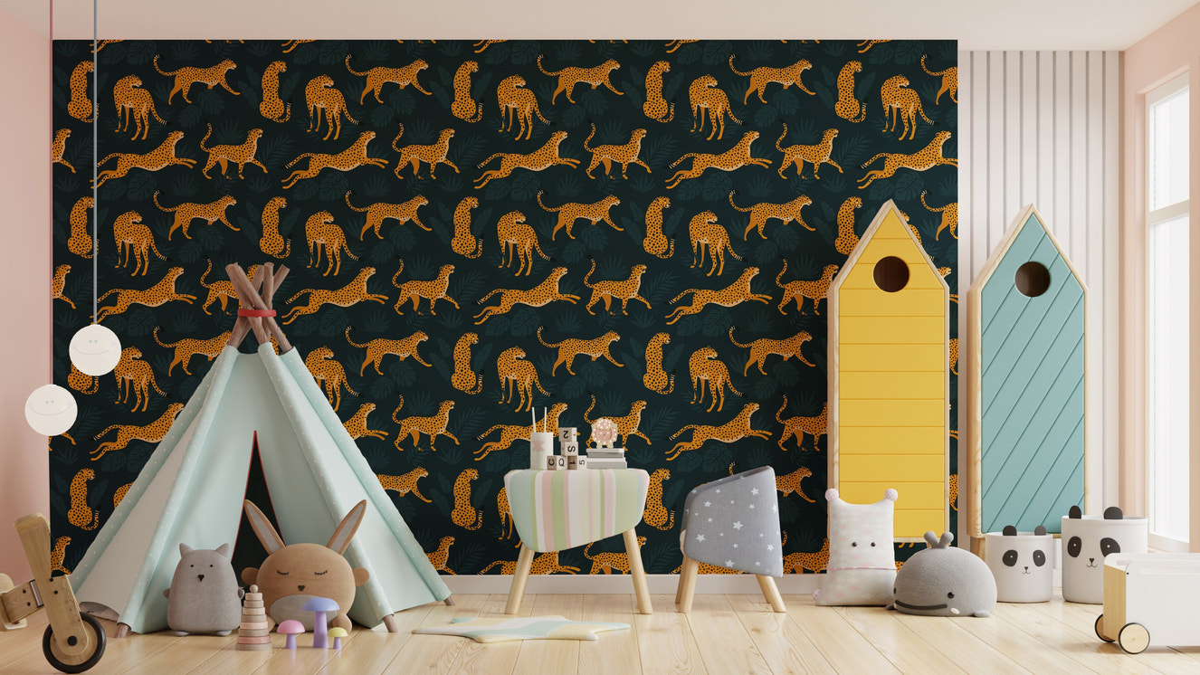 Stylish leopard mural for bold interiors.
