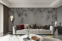 Japandi bamboo shadow wallpaper mural
