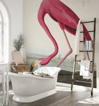 Vintage flamingo mural wall design
