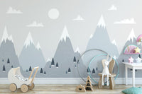 Stylish Scandinavian mountain peel wallpaper