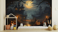 Spooky Haunted House night mural wallpaper