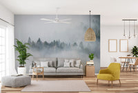 Foggy trees wallpaper mural
