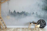 Dense fog forest wall design
