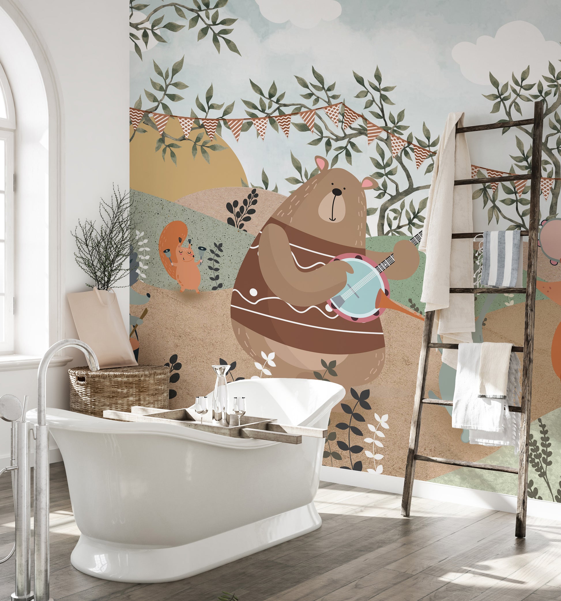 Magical forest party wall design
