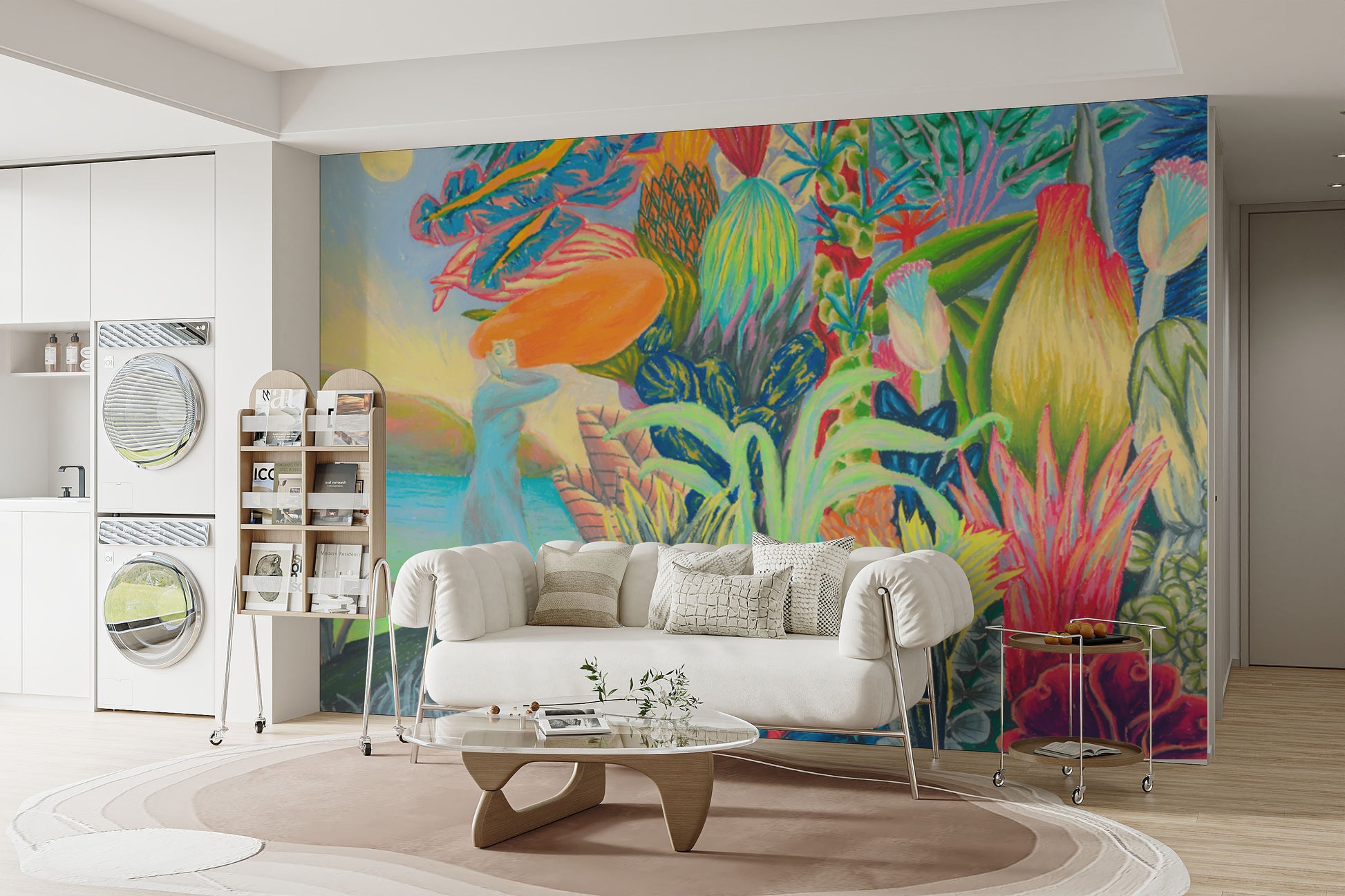 Colorful botanical wallpaper with florals
